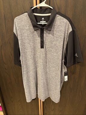 adidas Men’s Heather Gray & Black Performance Polo